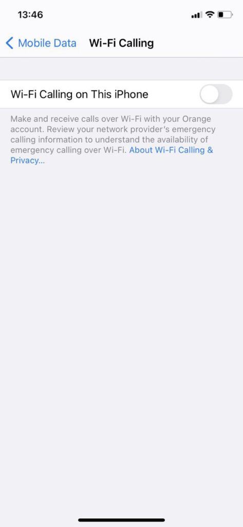 Ustawienia Voice Over WiFi