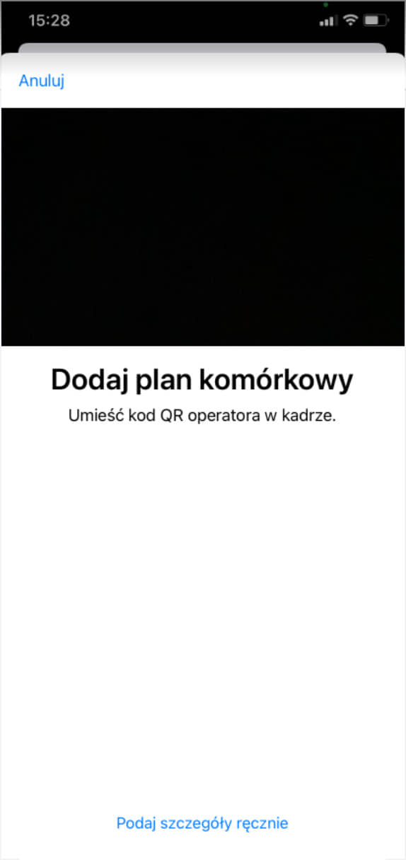 Skanowanie kodu QR esim w iPhone