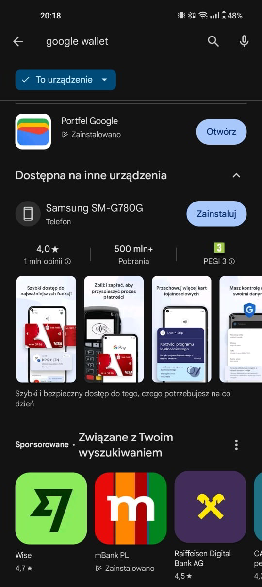 Aplikacja Portfel Google w sklepie Google Play