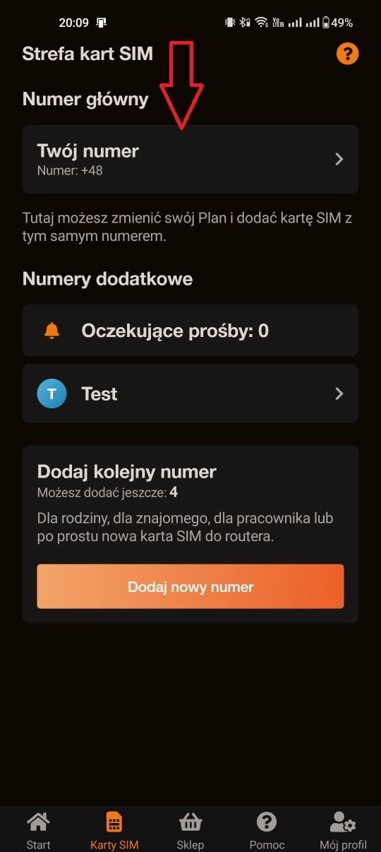 Proces zamiany tradycyjnej karty SIM na eSIM w aplikacji Orange Flex - zakładka 'Karty SIM' - krok 2