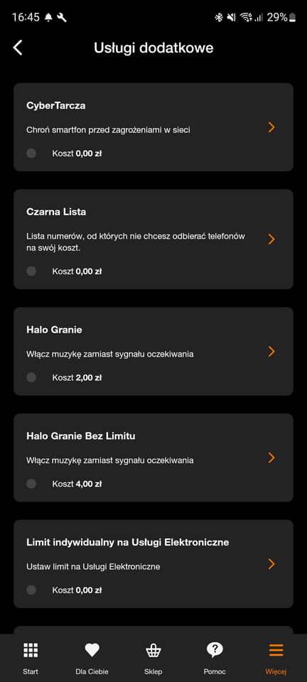 ustawienie halo grania w aplikacji