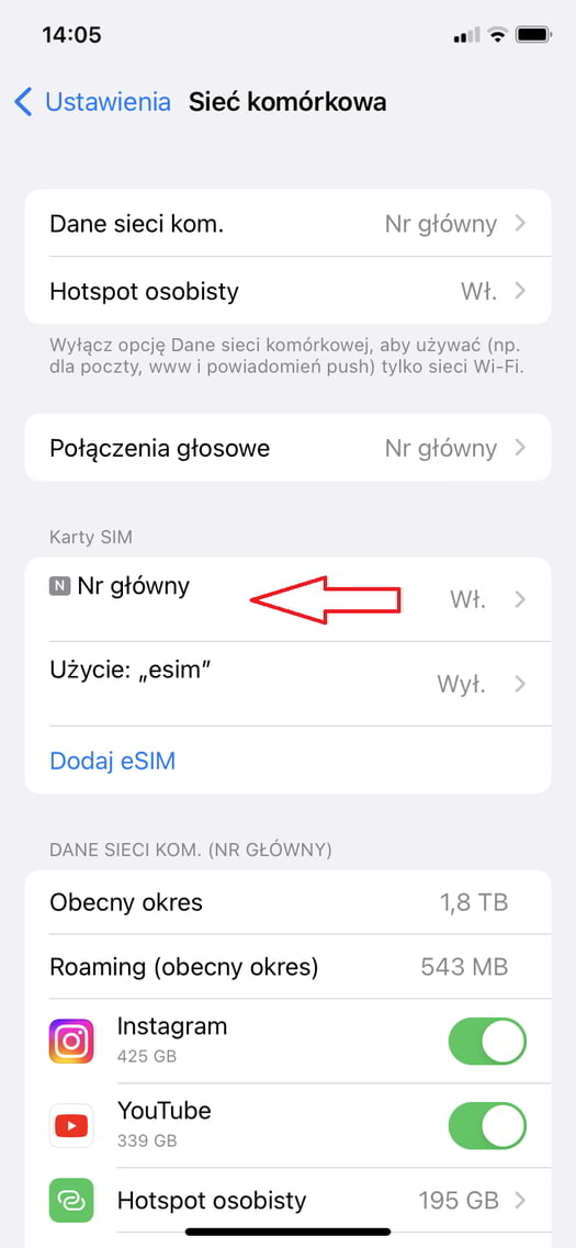 Przywracanie ustawień APN w iPhone krok 2