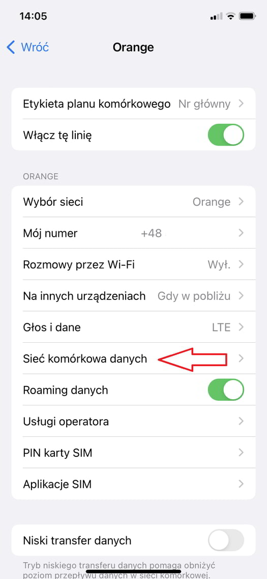 Przywracanie ustawień APN w iPhone krok 3