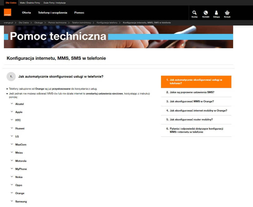 Konfiguracja MMS Orange