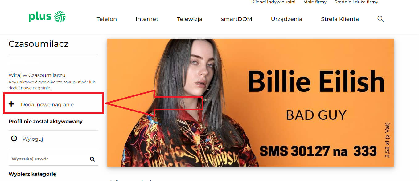 wgranie własnego nagrania do czasoumilacza