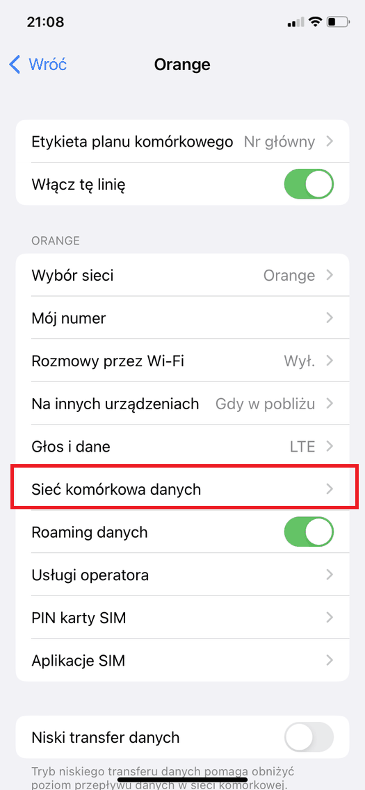Krok 2 konfiguracji MMS w sieci Plus dla systemu iOS