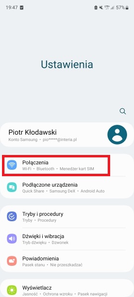 Ustawienia MMS w androidzie - krok 1 dla konfiguracji