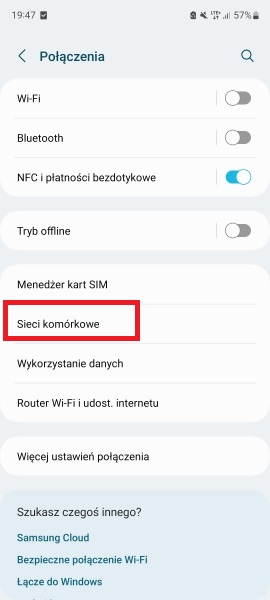 Ustawienia MMS w androidzie - krok 2 dla konfiguracji