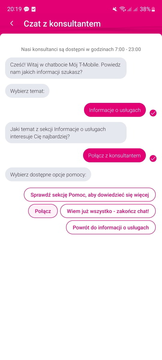 Pierwszy krok do wymiany karty na eSIM w sieci T-Mobile - wybieramy odpowiednie zagadnienie
