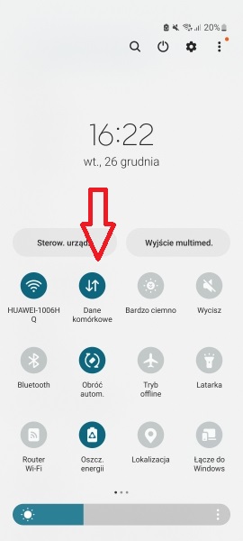 Zrzut ekranu przedstawiający ikony ustawień w androidzie