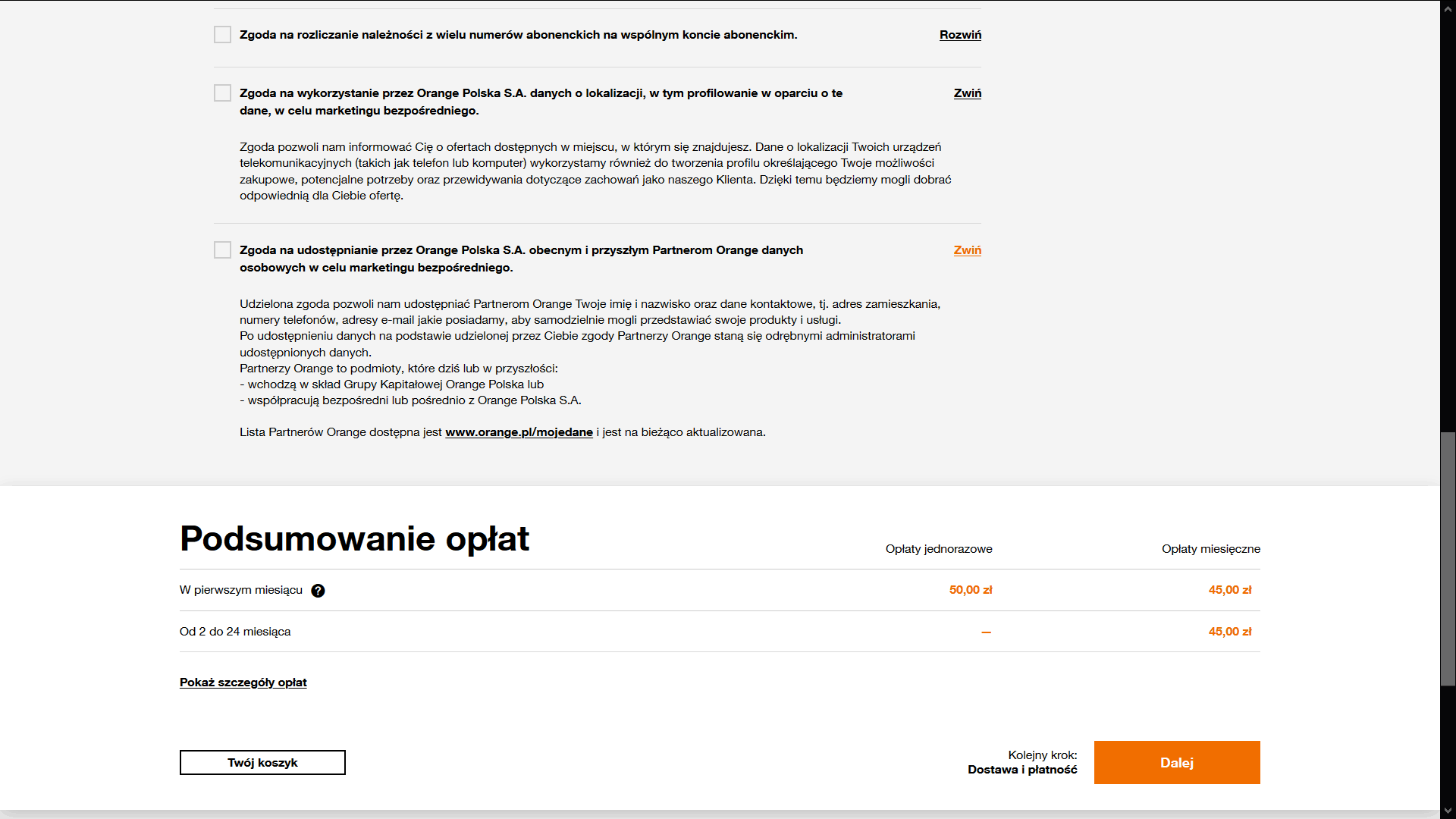 Zgody dodatkowe w sieci Orange