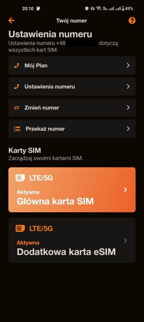 Proces zamiany tradycyjnej karty SIM na eSIM w aplikacji Orange Flex - krok 3