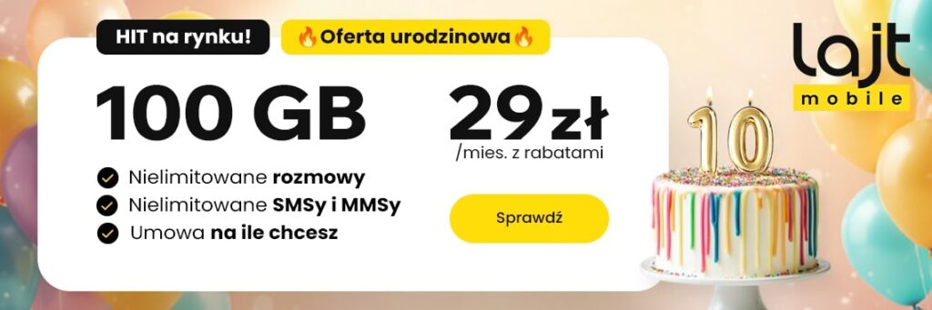 Banner sieci lajt mobile - oferta urodzinowa